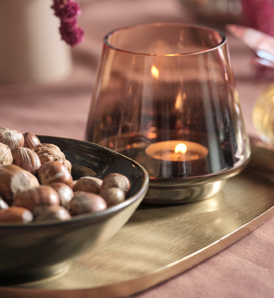 BRYNJE cam tealight tutucu ve KLAES fındıklı kase Seramik kase ve cam tealight tutucu