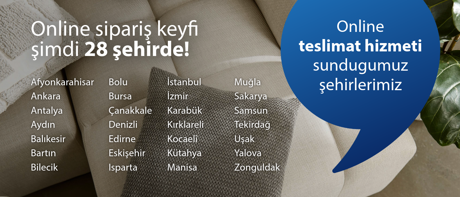 Online teslimat yaptığımız şehirler Online teslimat yaptığımız şehirler